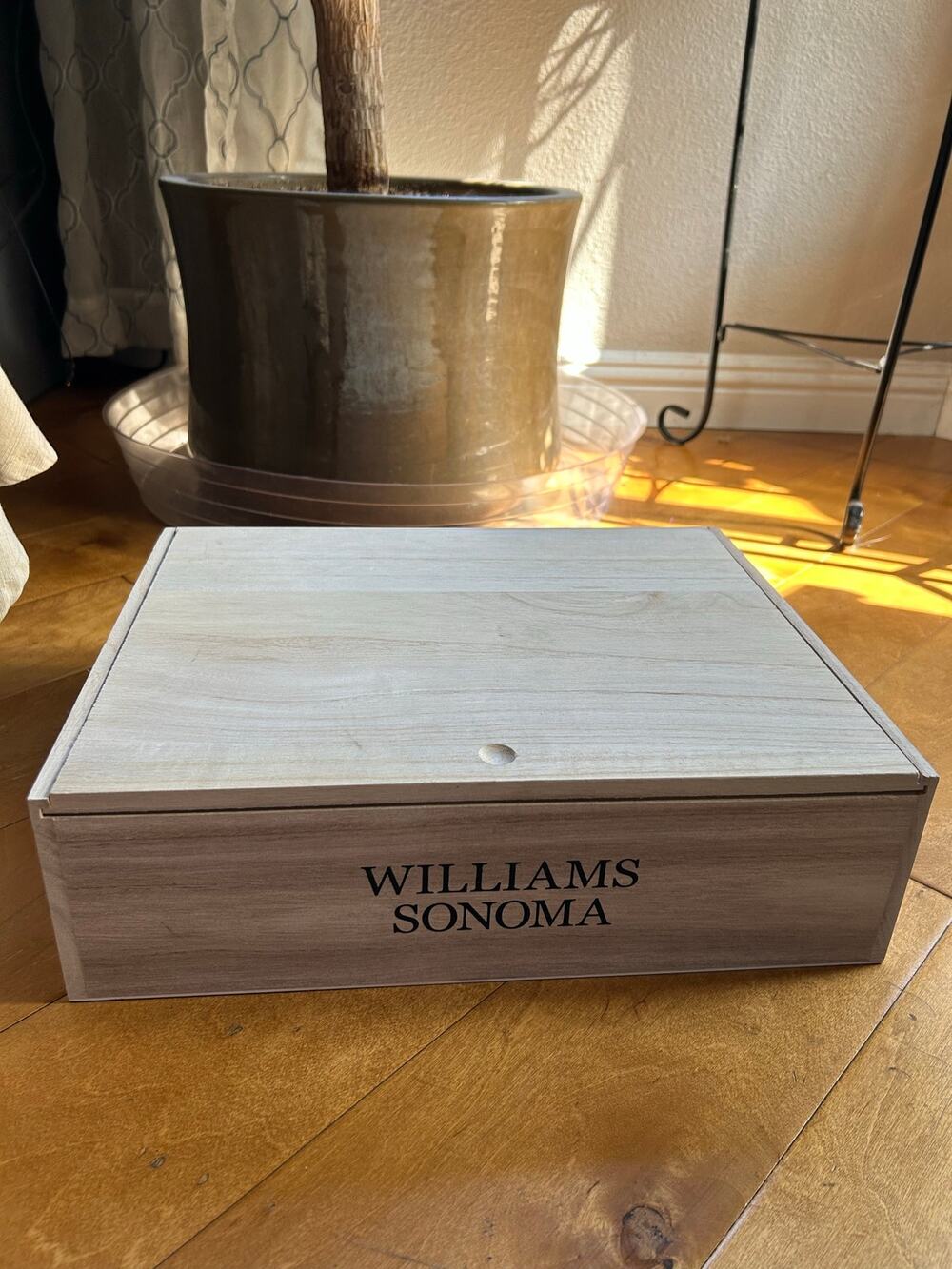 Williams Sonoma wooden gift box crate empty